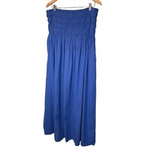 Universal Thread Blue Smocked Strapless Maxi Dress Large